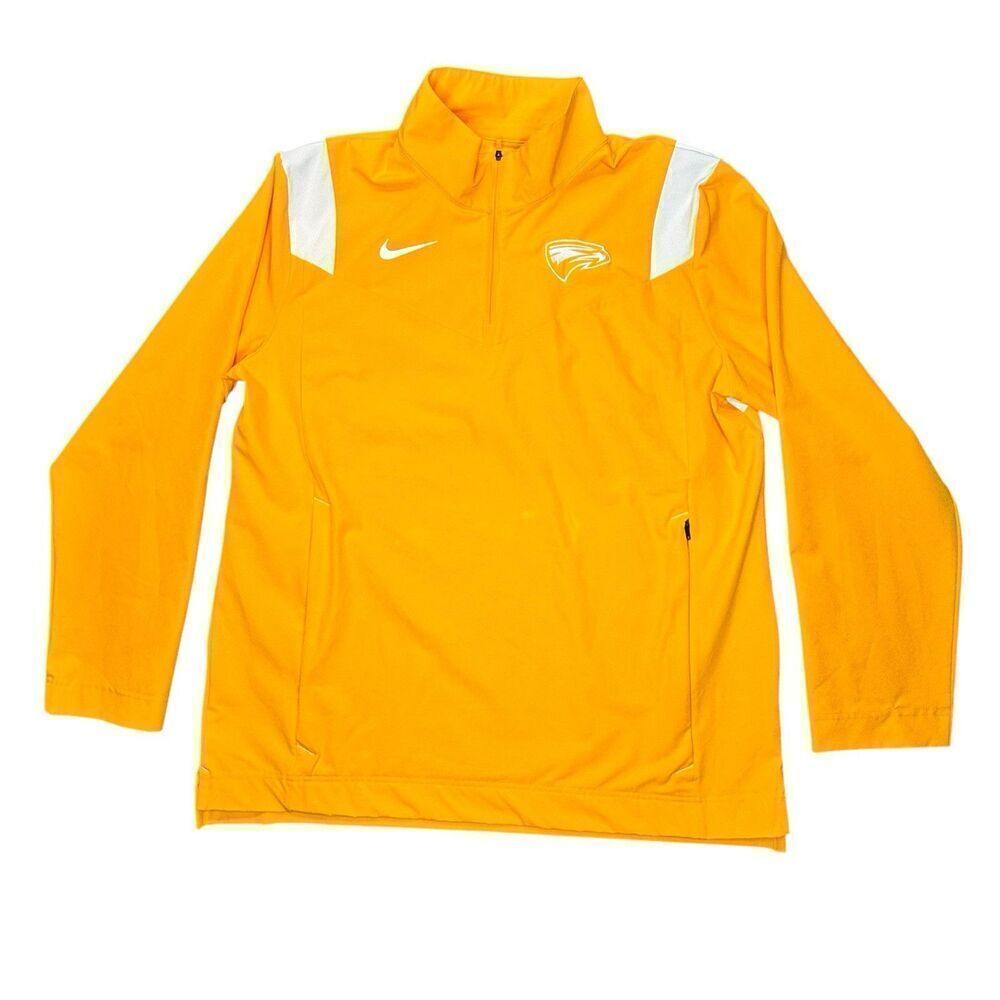 NIKE Sz L Emory University Eagles Coaches Performance 1/4 Zip Jacket Gold Yellow